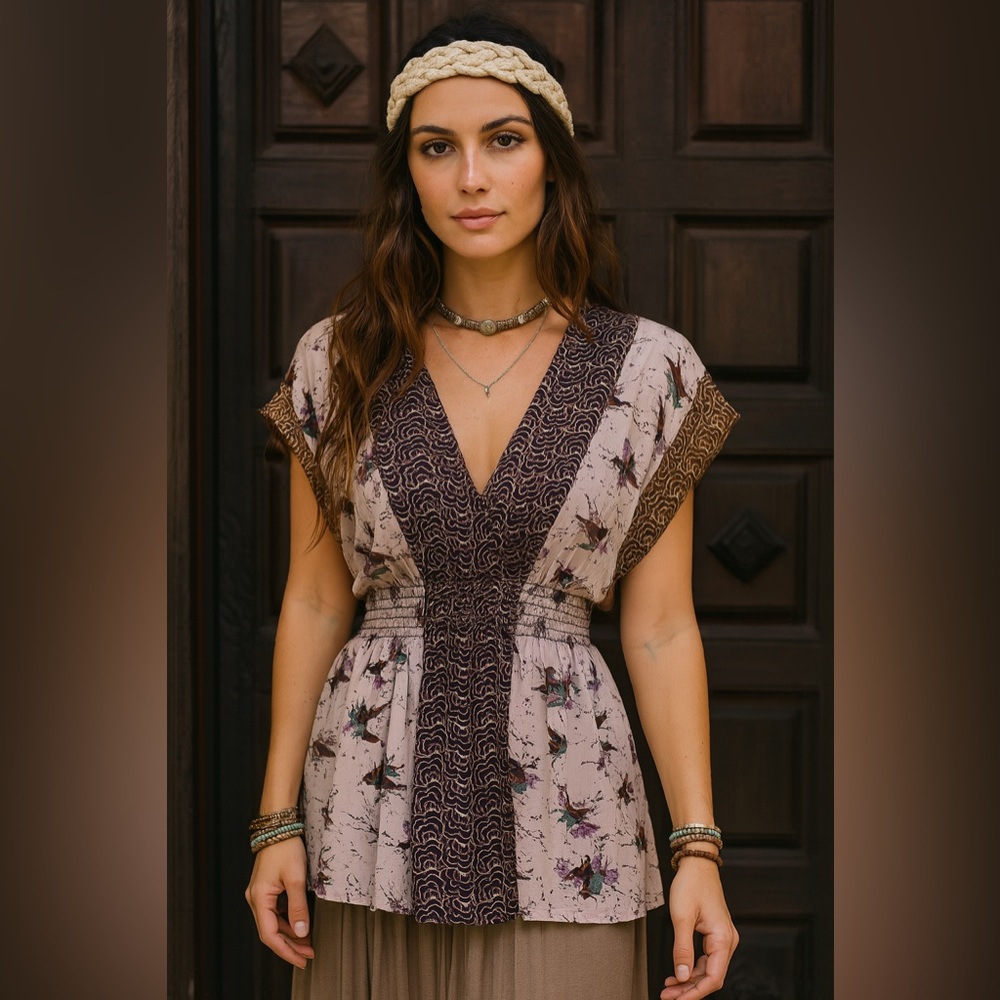 Corey Lynn Calter || Thrush Songbird Silk Shirred Sleeveless Top